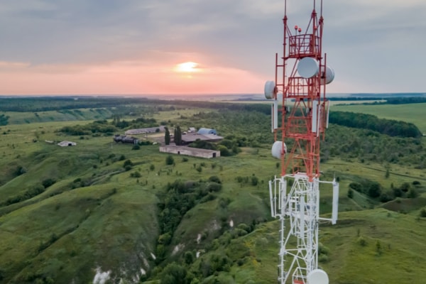 Telecommunication tower in countryside